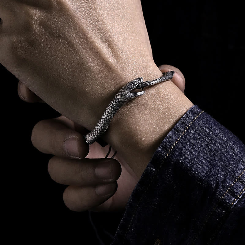 Bracelet en argent sterling en forme de serpent pour la bénédiction de l'année du serpent