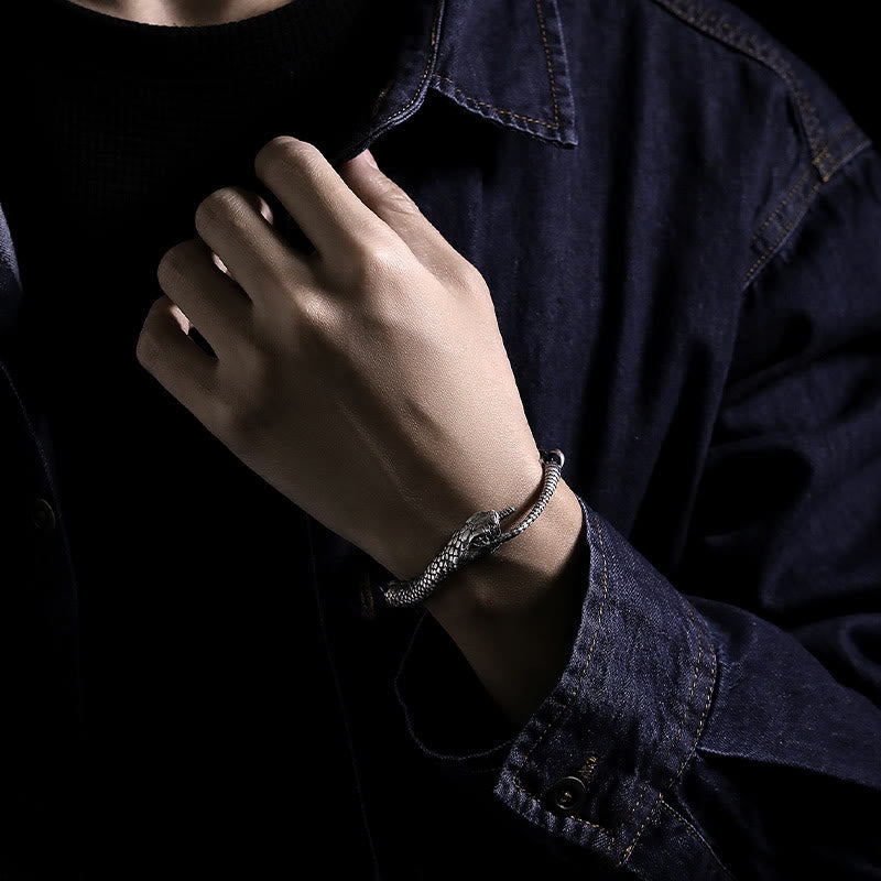 Bracelet en argent sterling en forme de serpent pour la bénédiction de l'année du serpent