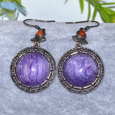 Boucles d'oreilles en argent sterling avec cristaux spirituels 24-40 mm de guérison