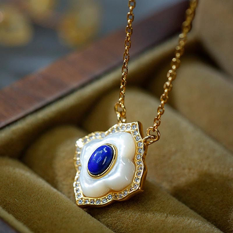 Ensemble collier et boucles d'oreilles spirituels en argent sterling et lazurite Tridacna