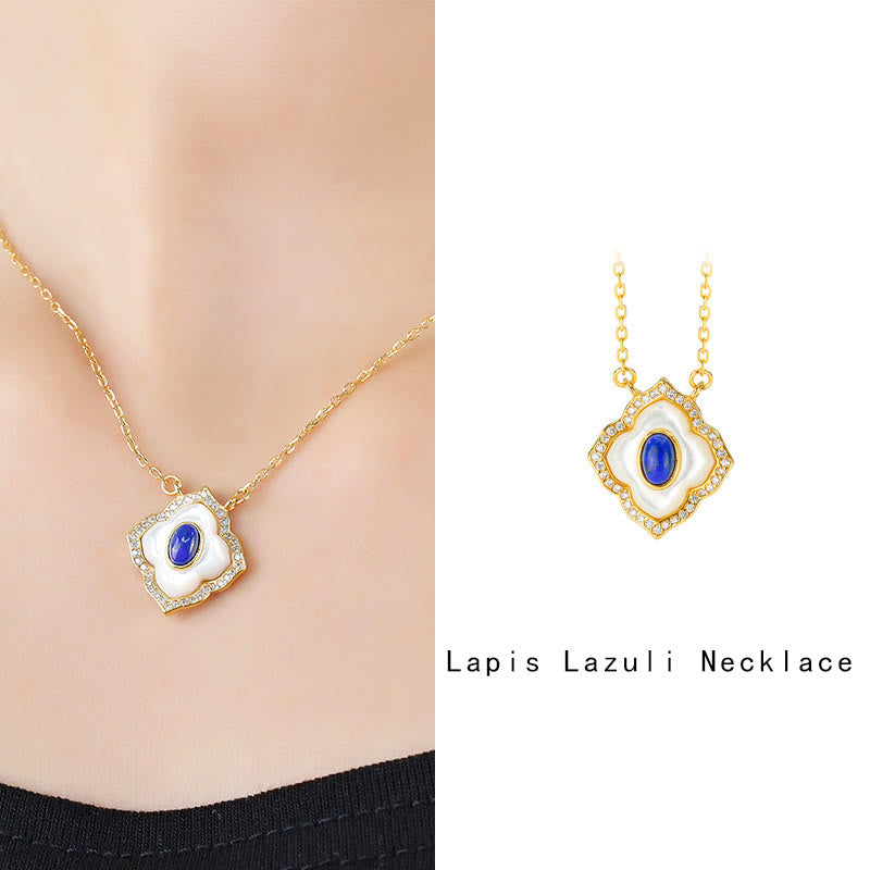 Ensemble collier et boucles d'oreilles spirituels en argent sterling et lazurite Tridacna