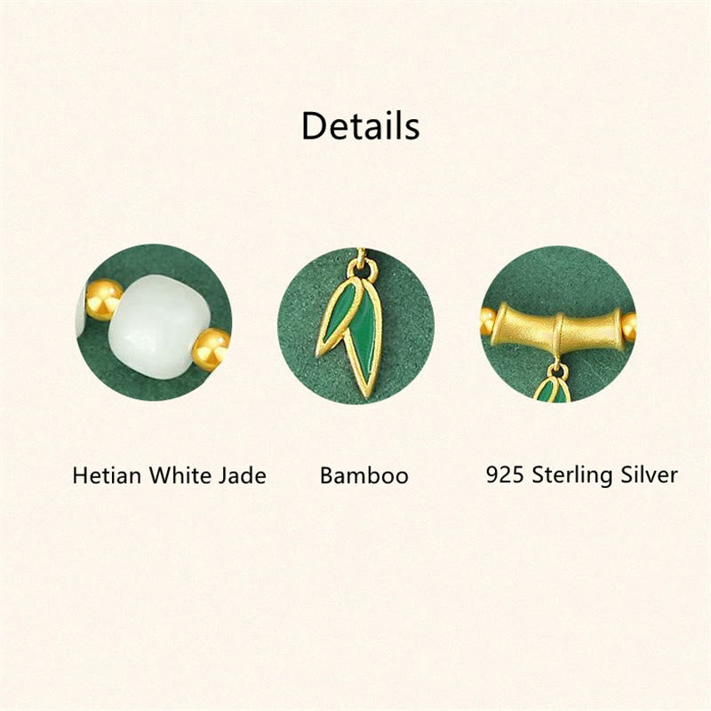Bracelet de protection en argent sterling et jade blanc 6 x 7 mm