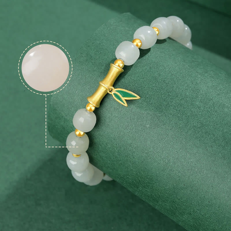 Bracelet de protection en argent sterling et jade blanc 6 x 7 mm