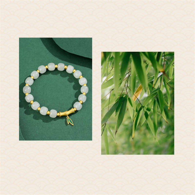 Bracelet de protection en argent sterling et jade blanc 6 x 7 mm