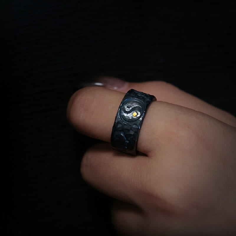 Bague d'équilibre Yin Yang en argent sterling