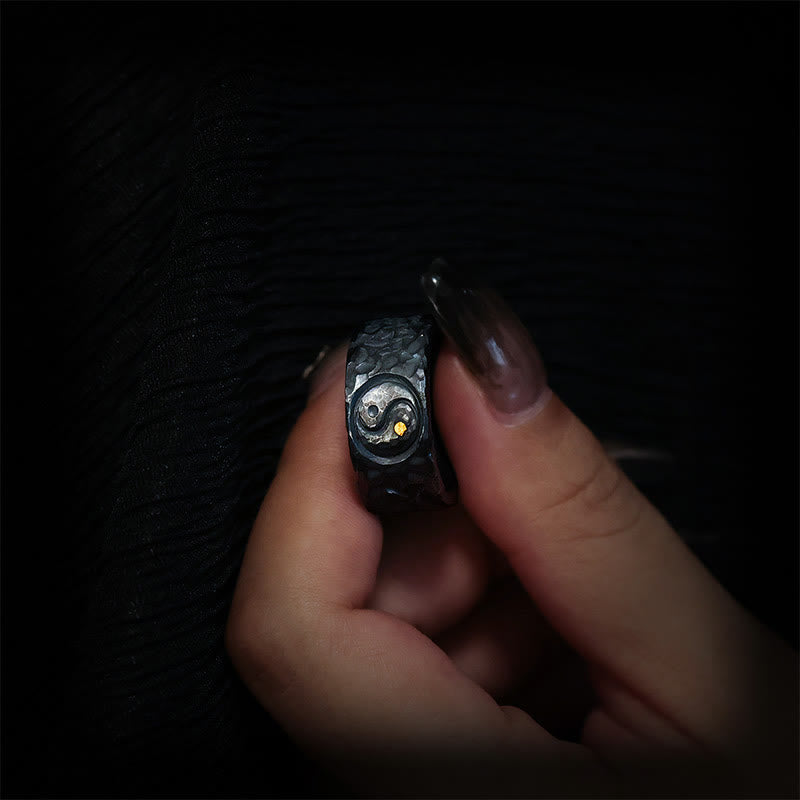 Bague d'équilibre Yin Yang en argent sterling