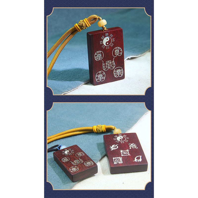 Collier Yin Yang en argent sterling et bois de santal rouge | Protection