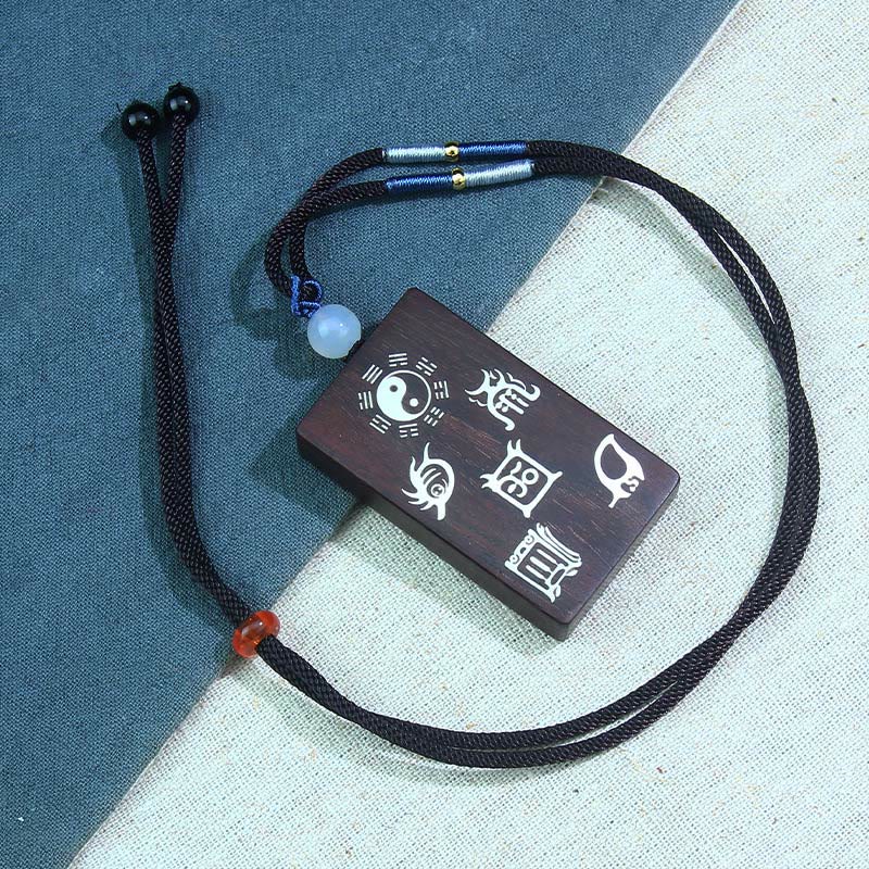 Collier Yin Yang en argent sterling et bois de santal rouge | Protection