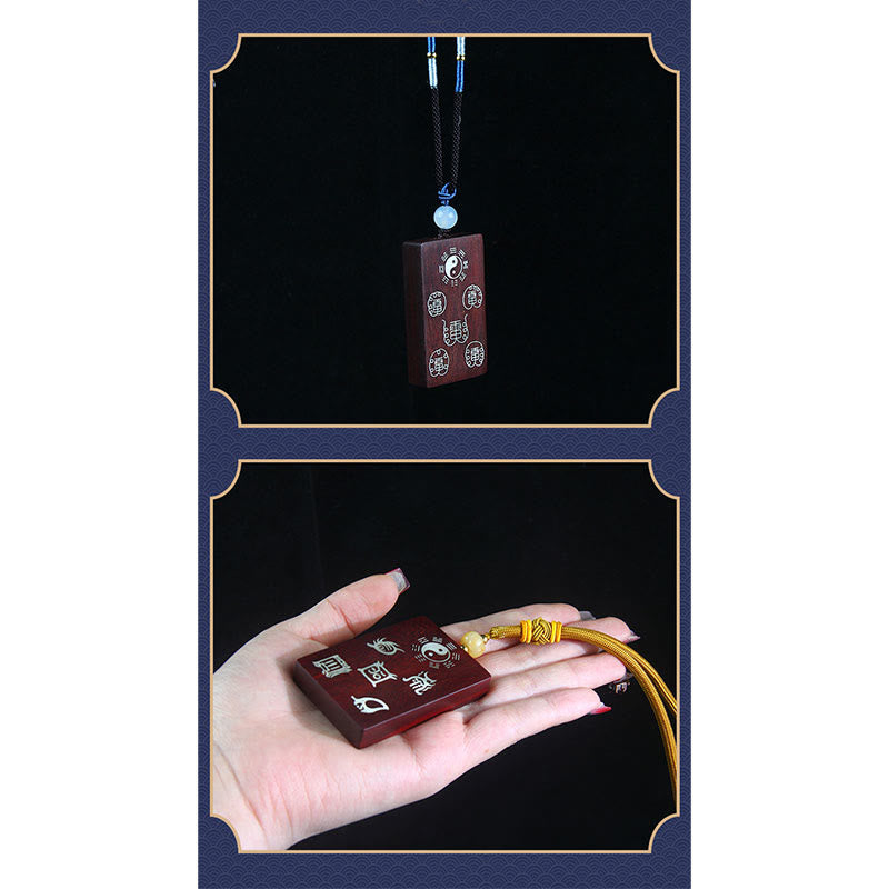 Collier Yin Yang en argent sterling et bois de santal rouge | Protection