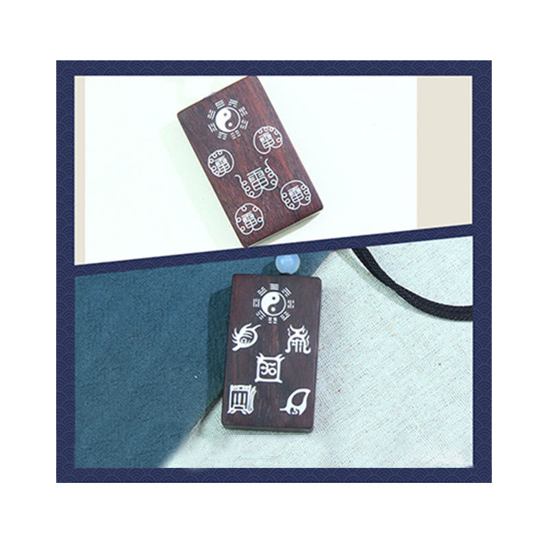 Collier Yin Yang en argent sterling et bois de santal rouge | Protection