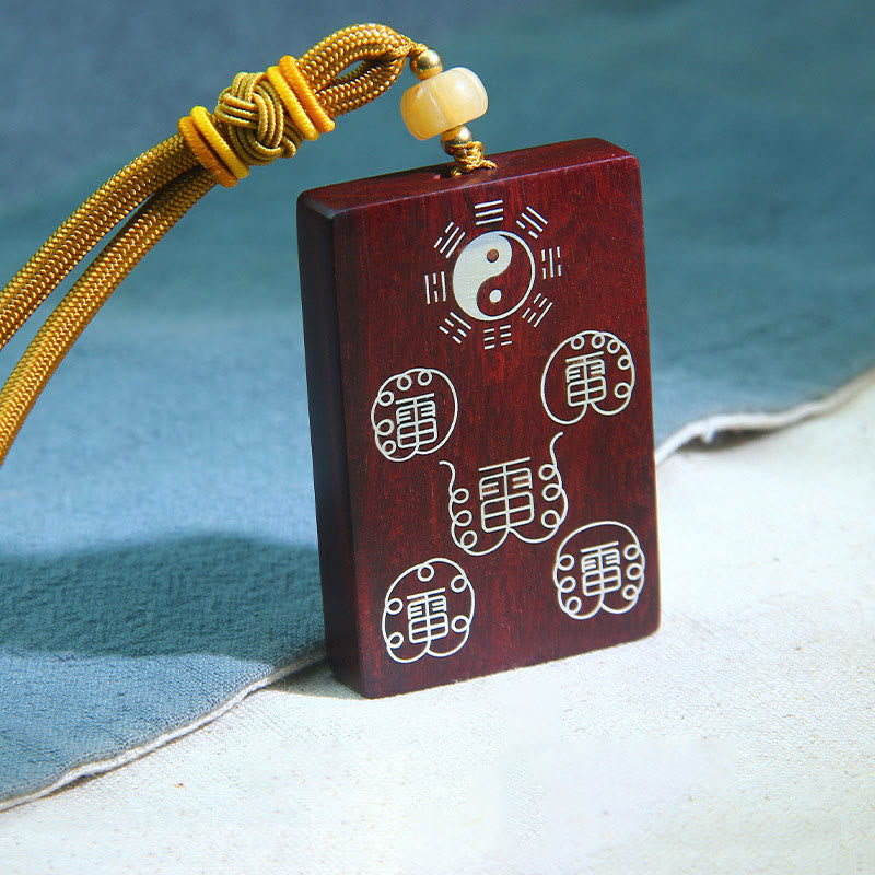 Collier Yin Yang en argent sterling et bois de santal rouge | Protection