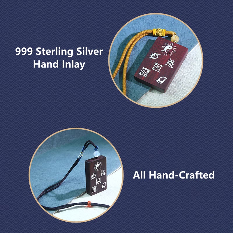 Collier Yin Yang en argent sterling et bois de santal rouge | Protection