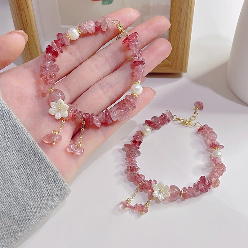 Bracelet Quartz Fraise Fraise Verte &amp; Super Seven