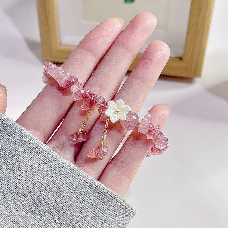 Bracelet Quartz Fraise Fraise Verte &amp; Super Seven