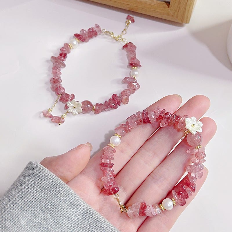 Bracelet Quartz Fraise Fraise Verte &amp; Super Seven