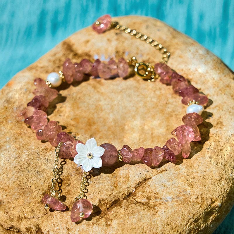 Bracelet Quartz Fraise Fraise Verte &amp; Super Seven