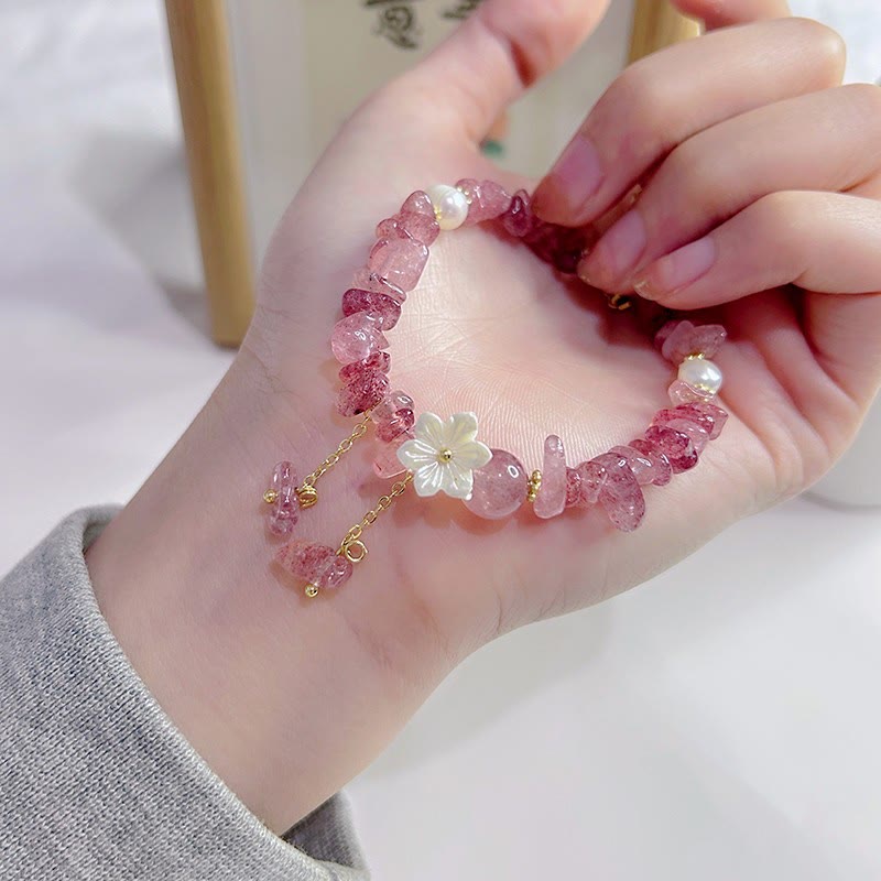 Bracelet Quartz Fraise Fraise Verte &amp; Super Seven