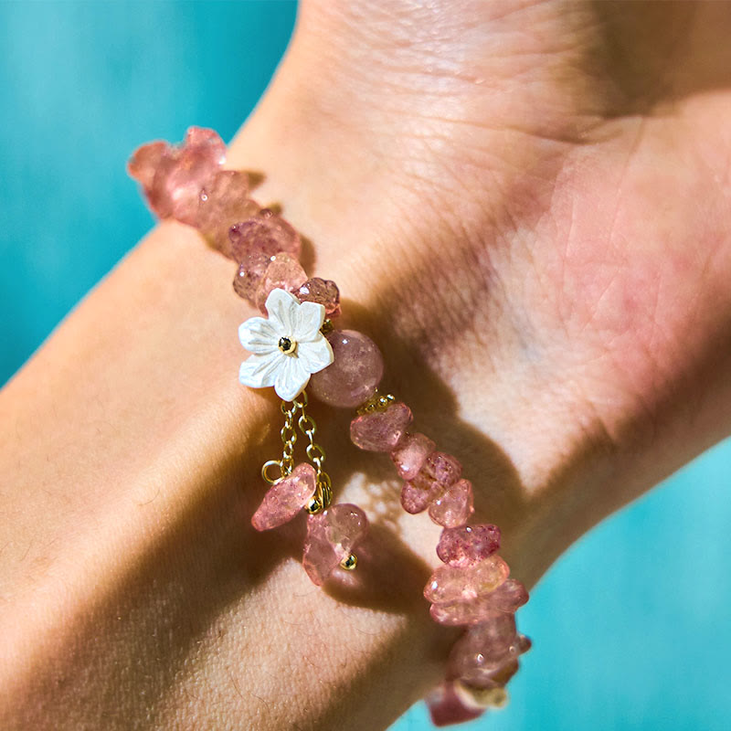 Bracelet Quartz Fraise Fraise Verte &amp; Super Seven