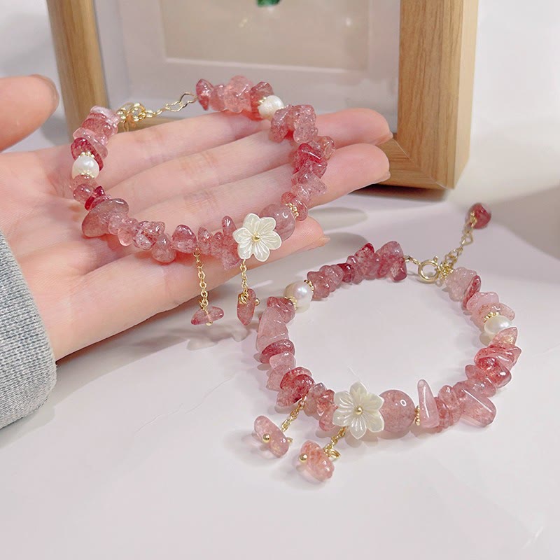 Bracelet Quartz Fraise Fraise Verte &amp; Super Seven