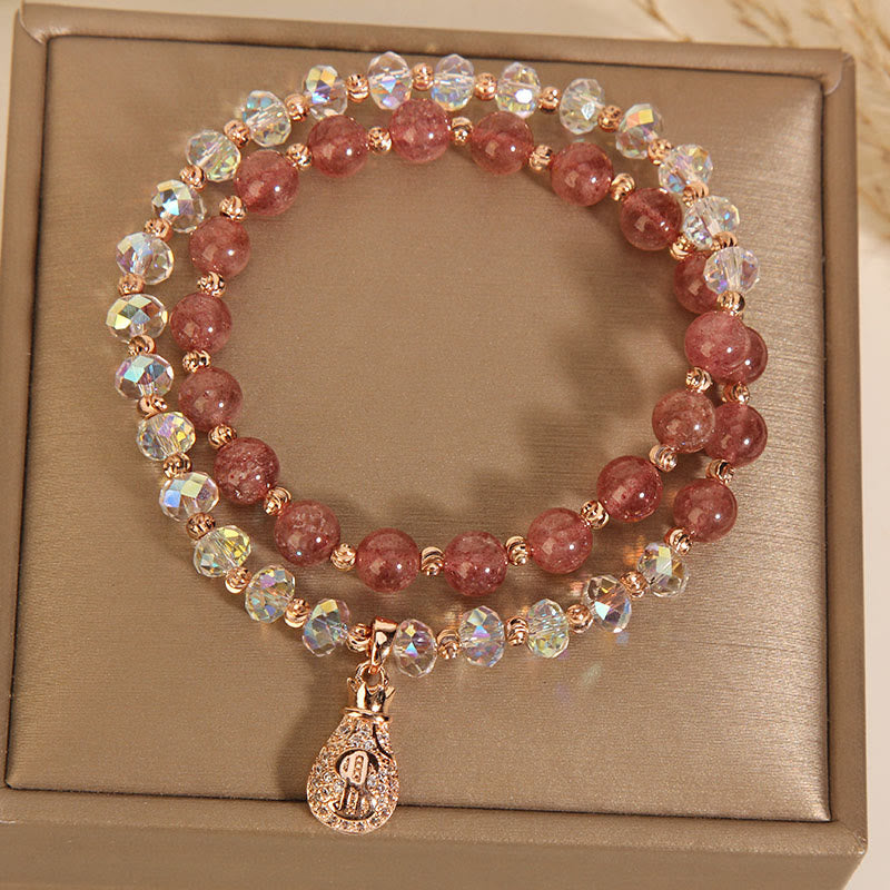 Bracelet énergétique en quartz fraise et quartz clair pour la positivité