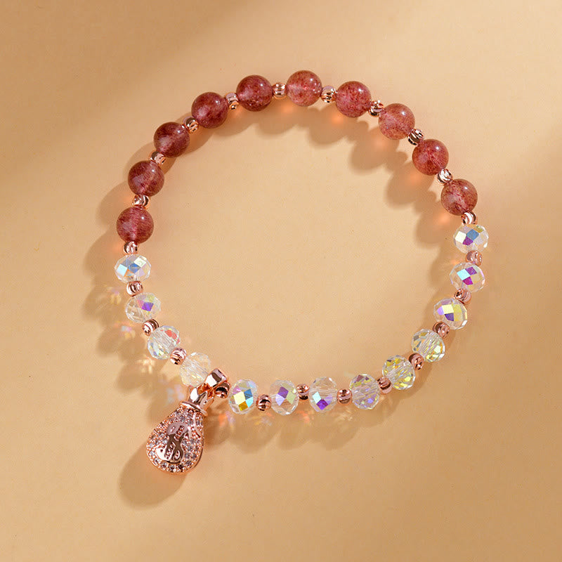 Bracelet énergétique en quartz fraise et quartz clair pour la positivité