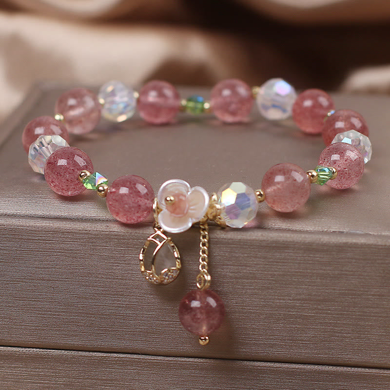 Bracelet de guérison en quartz fraise et fluorite pour une clarté émotionnelle