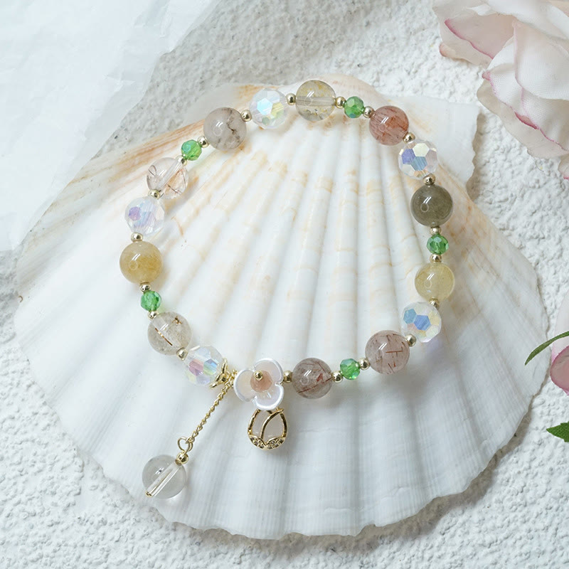 Bracelet de guérison en quartz fraise et fluorite pour une clarté émotionnelle