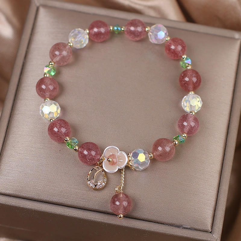 Bracelet de guérison en quartz fraise et fluorite pour une clarté émotionnelle