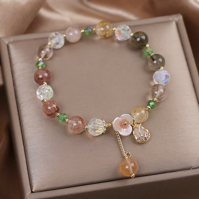 Bracelet de guérison en quartz fraise et fluorite pour une clarté émotionnelle