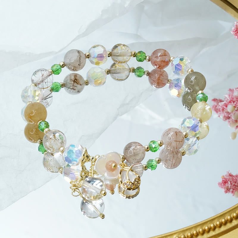 Bracelet de guérison en quartz fraise et fluorite pour une clarté émotionnelle