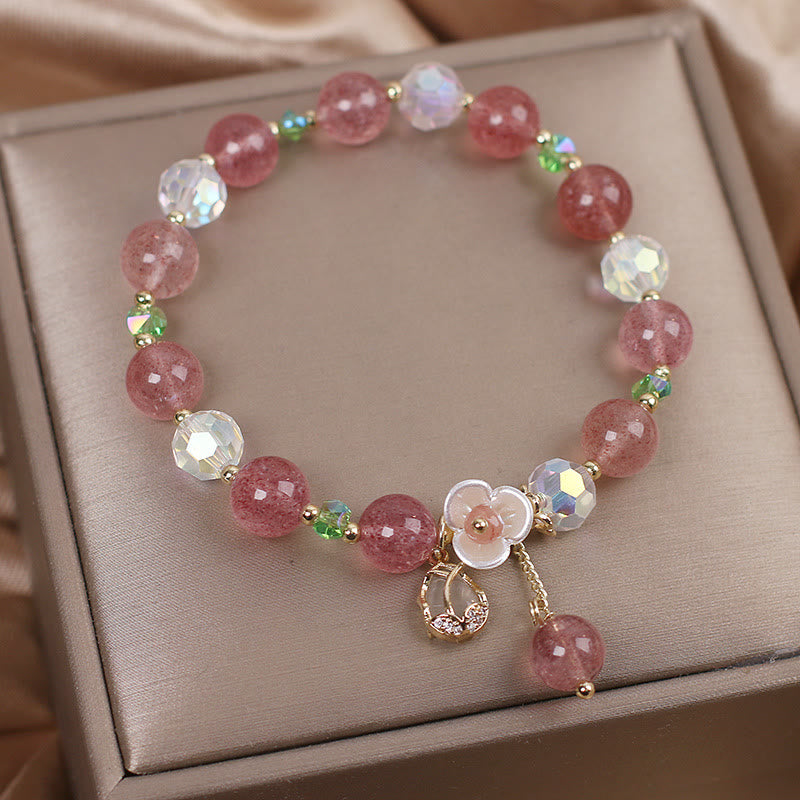 Bracelet de guérison en quartz fraise et fluorite pour une clarté émotionnelle