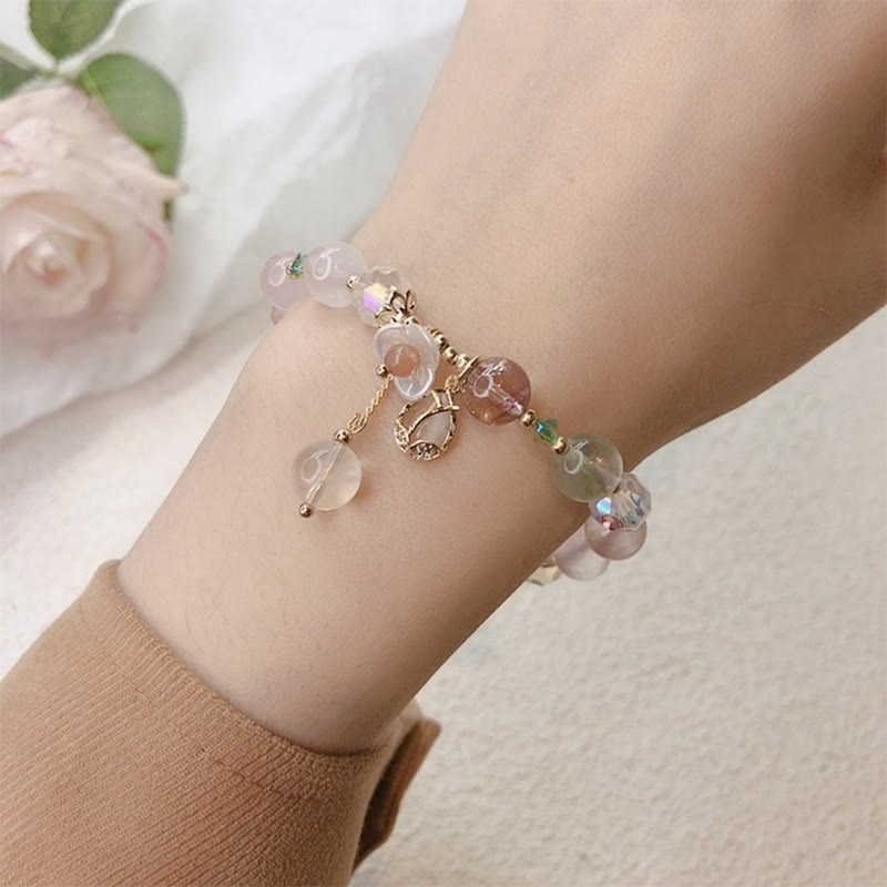 Bracelet de guérison en quartz fraise et fluorite pour une clarté émotionnelle