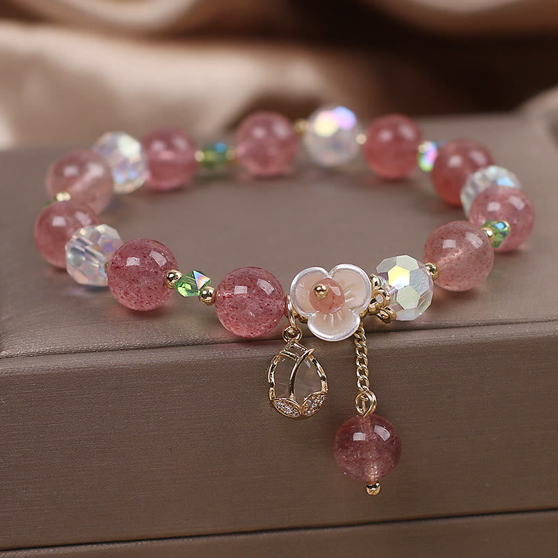 Bracelet de guérison en quartz fraise et fluorite pour une clarté émotionnelle