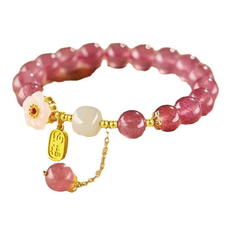 Bracelet de guérison Fu en quartz fraise