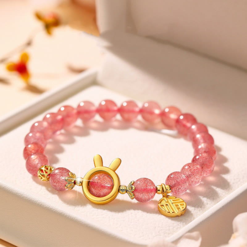Bracelet de guérison Fu en quartz fraise