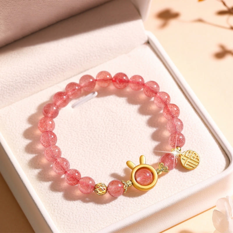 Bracelet de guérison Fu en quartz fraise
