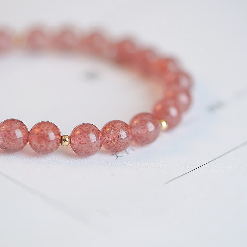 Bracelet à breloques de guérison Fu en quartz fraise