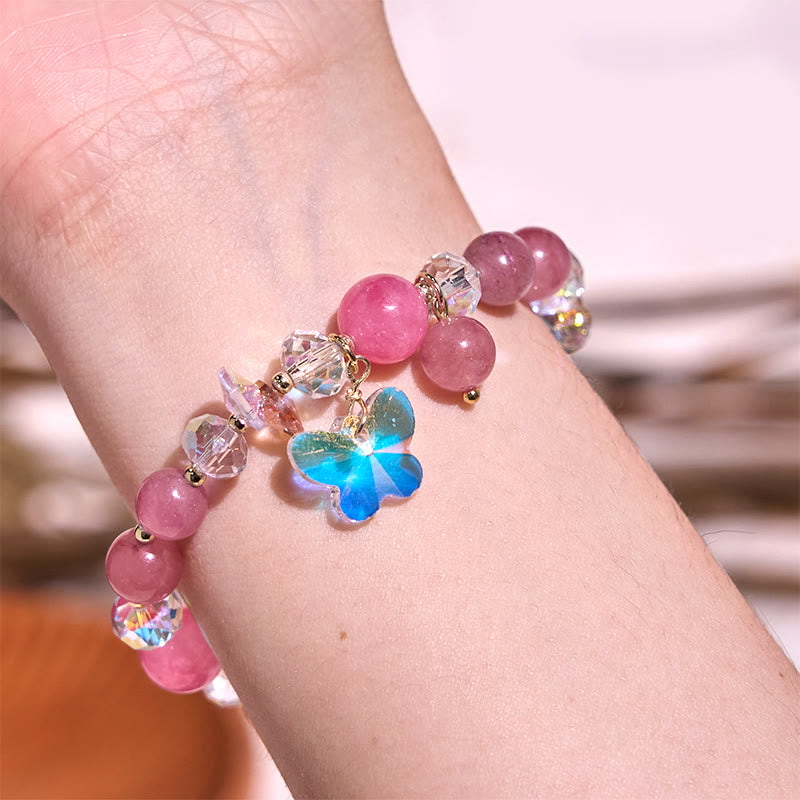 Bracelet d'amour en quartz fraise - Guérison émotionnelle