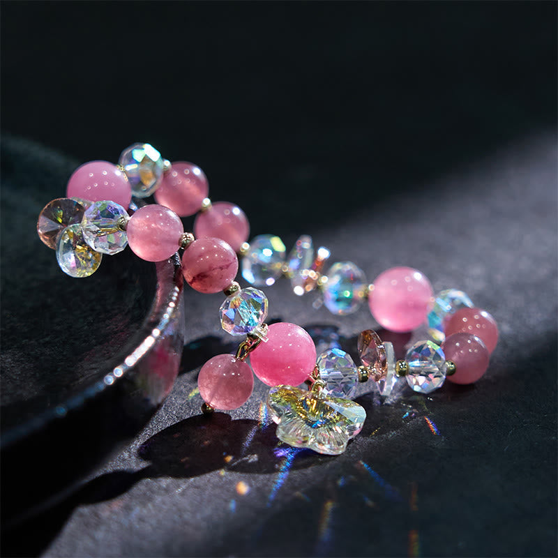 Bracelet d'amour en quartz fraise - Guérison émotionnelle
