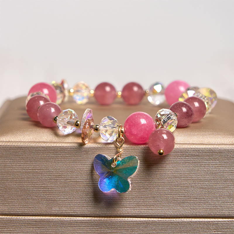 Bracelet d'amour en quartz fraise - Guérison émotionnelle