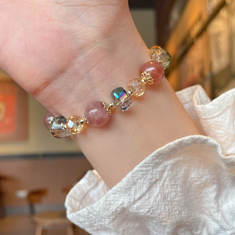 Bracelet spirituel de guérison d'amour en quartz fraise