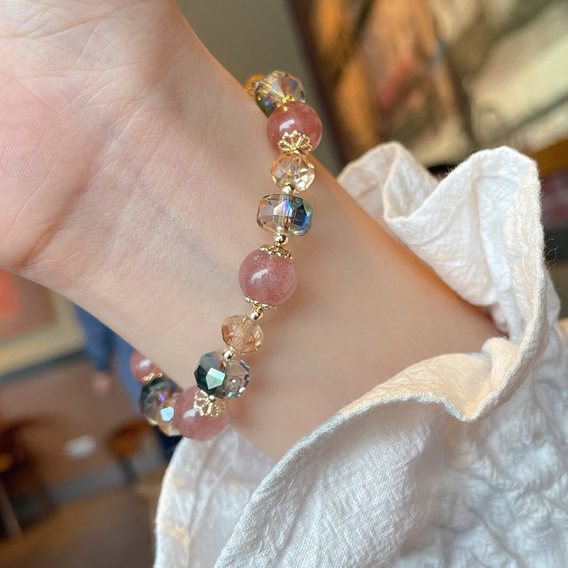 Bracelet spirituel de guérison d'amour en quartz fraise