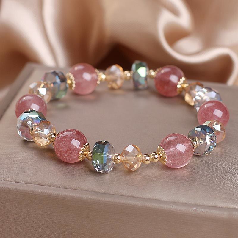 Bracelet spirituel de guérison d'amour en quartz fraise