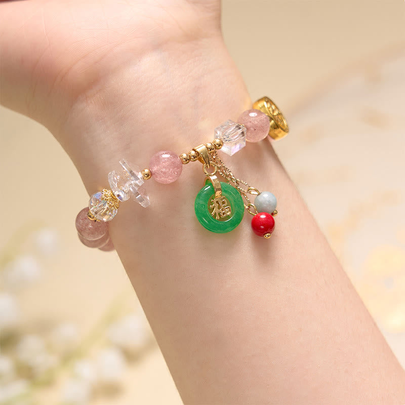 Coffret Amour et Protection Quartz Fraise et Jade Rose