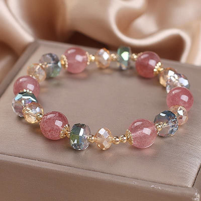 Bracelet positif en quartz fraise pour l'amour et la guérison
