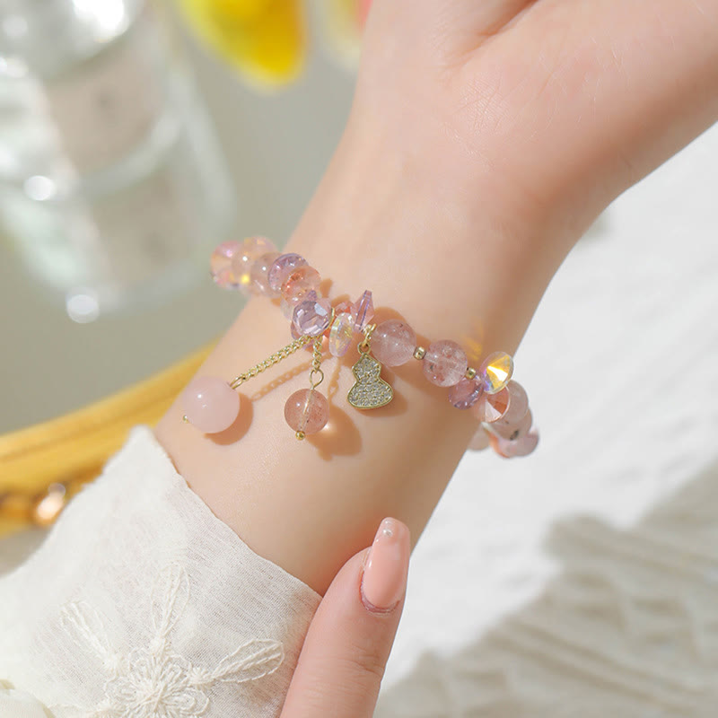 Bracelet spirituel positif en quartz fraise 14-16 cm