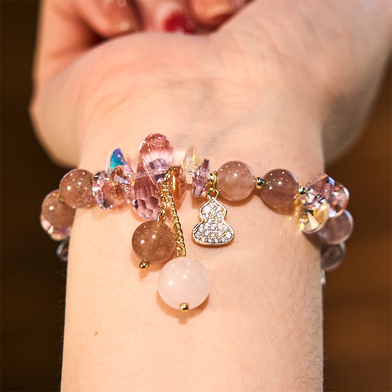 Bracelet spirituel positif en quartz fraise 14-16 cm