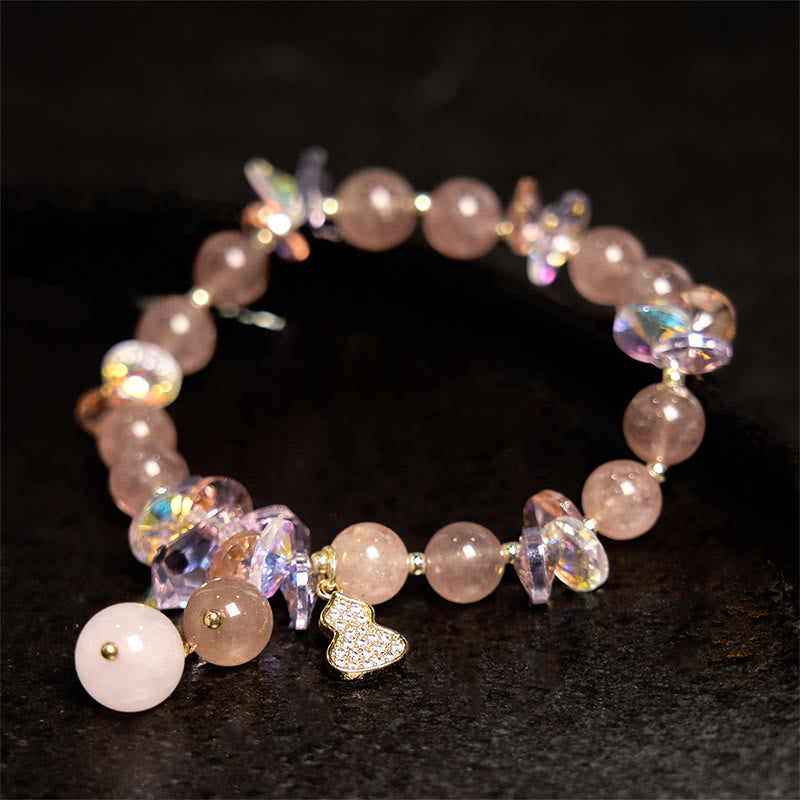 Bracelet spirituel positif en quartz fraise 14-16 cm