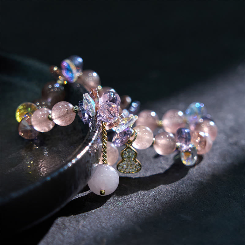 Bracelet spirituel positif en quartz fraise 14-16 cm