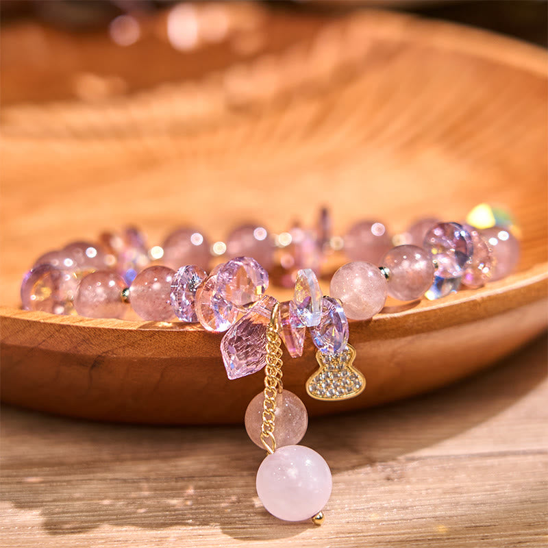 Bracelet spirituel positif en quartz fraise 14-16 cm
